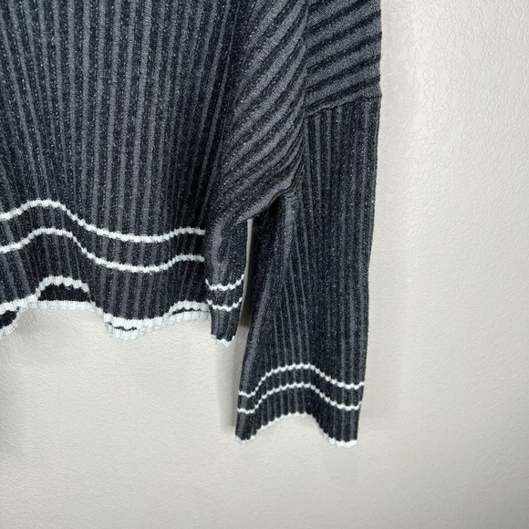 Moussy Sweater Womens‎ Free Size Gray/Black Striped Crew Wool Blend Relaxed Fit - Picture 4 of 13